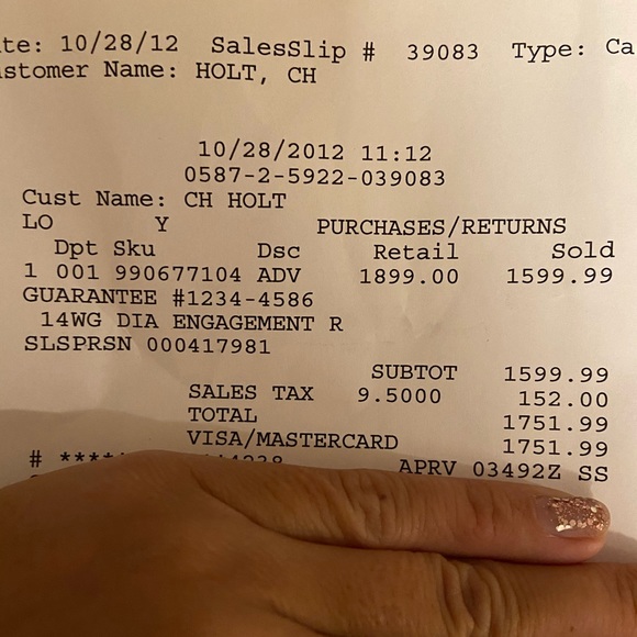 14 karat white gold 5/8 carat diamond ring - Picture 7 of 7